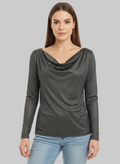 Blusa drapeada de punto brillante