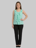 Blusa drapeada verde menta