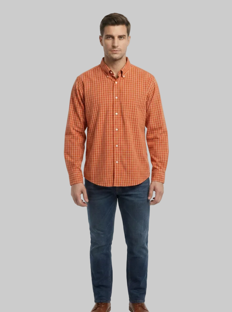 Camisa a cuadros color ladrillo 100% algodón