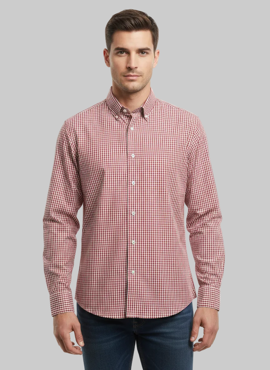 Camisa de cuadros color vino 100% algodón