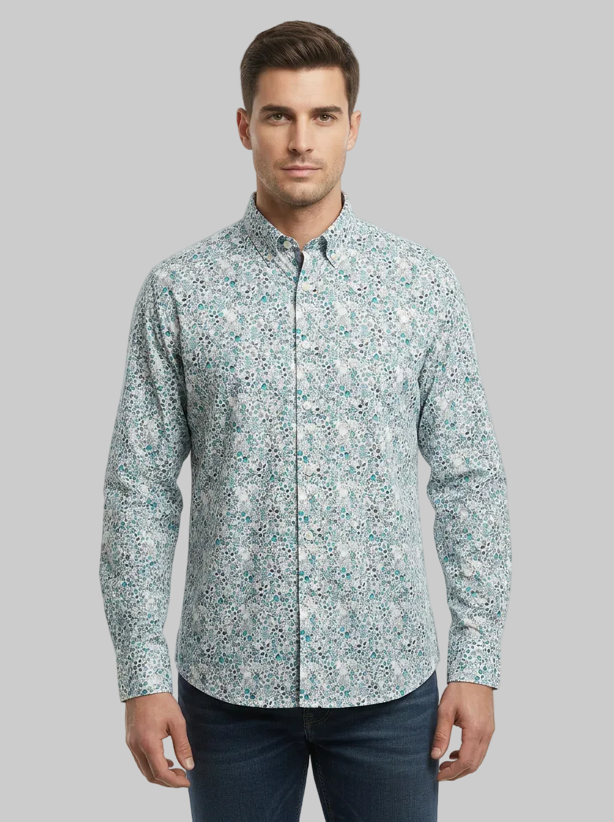 Camisa estampado turquesa 100% algodón