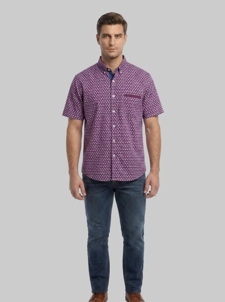 Camisa estampado lila manga corta